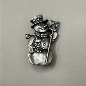 Pewter Silver Quick Cooking Limited Edition 2000 Snowman Brooch Pin